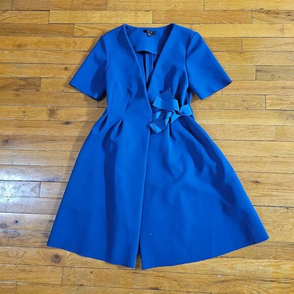 COS Belted Scuba Wrap Dress Blue Size 2 Short Sleeve - Picture 2 of 8